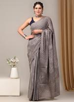 Cotton Grey Casual Wear Printed Saree